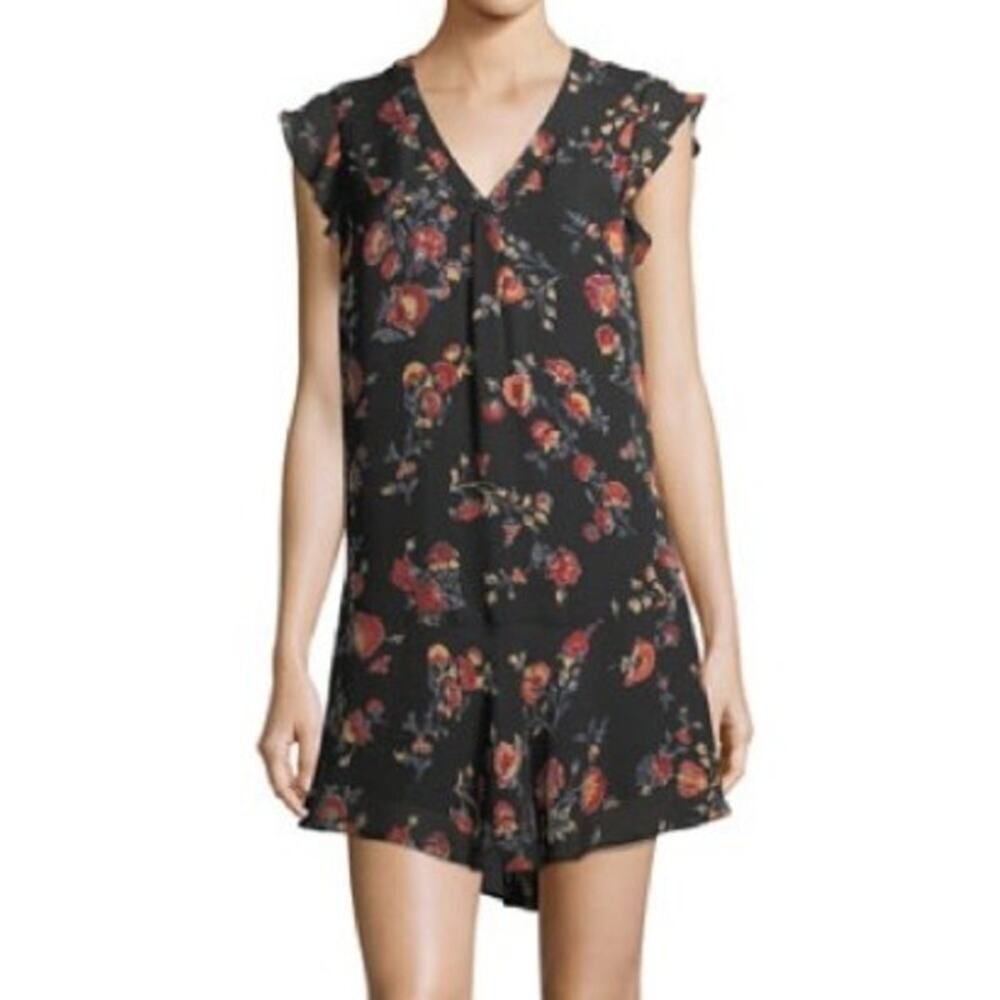 Joie Black Floral Silk Mini Dress Women’s Size S